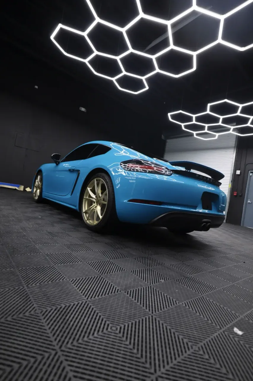 Miami Blue Porsche Cayman finished with color PPF